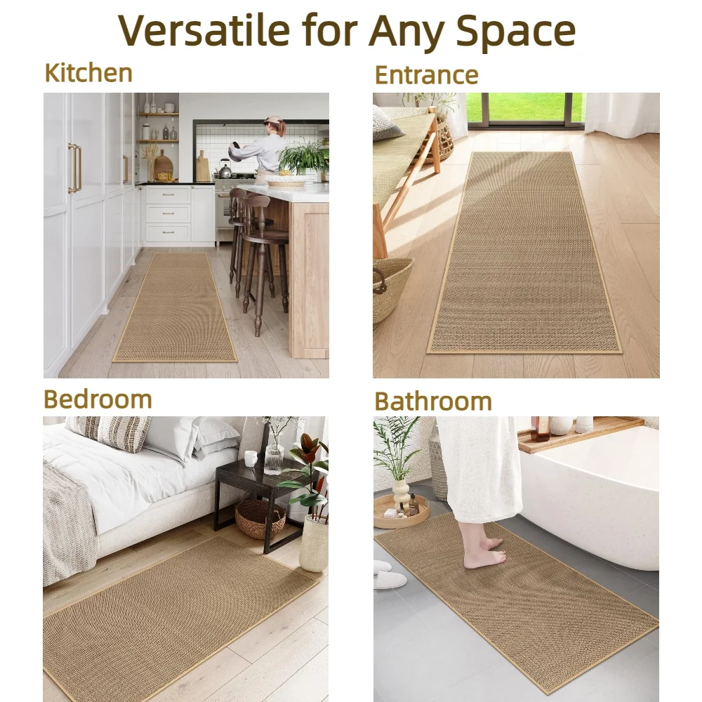 XGVGI 17"x59" Jute Runner Rug Clearance, Washable Non-Slip Rug for Hallway, Kitchen, Entryway