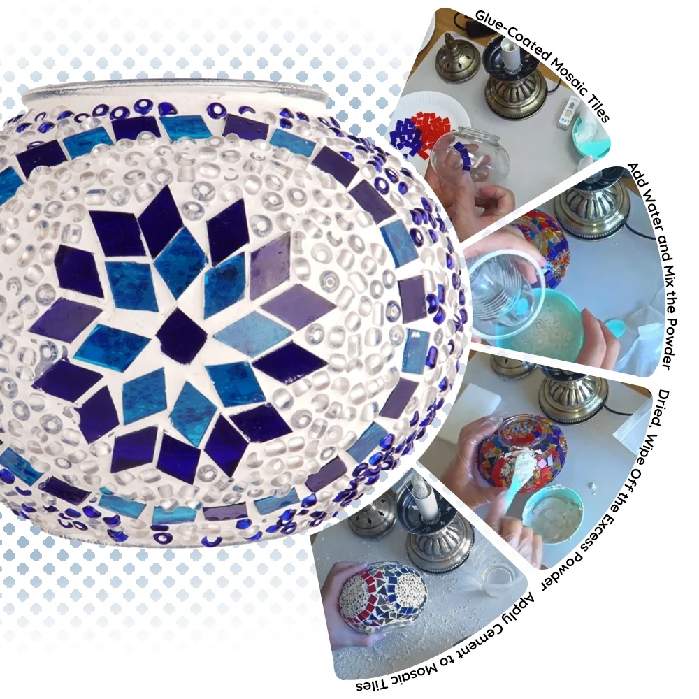MEHOOM Classic DIY Mosaic Lamp Kit,Turkish Crafts Kit for Adult,Moroccan Decor, Perfect Gift for Her or Him