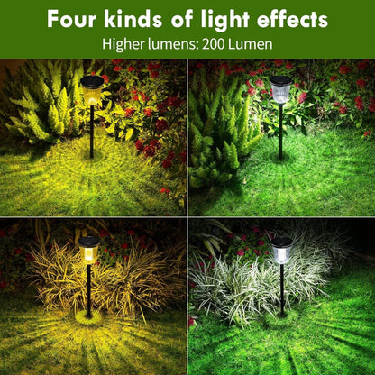 MEHOOM 200 Lumens Solar Landscape Lights Outdoor, 4 Pack Warm & White Solar Pathway Lights, 1800mAh Battery, IP65 Waterproof Garden Lights for Yard Lawn Walkway Patio