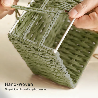XGVGI Wicker Woven Set of 3 Storage & Organization, Woven Storage Baskets for Bedroom, Closet, Table, or Living Room (Green)