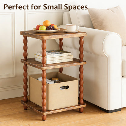 MEHOOM 3-Tier Side Table, Nightstand with Storage, Vintage Accent Table Small End Table for Living Room and Bedroom