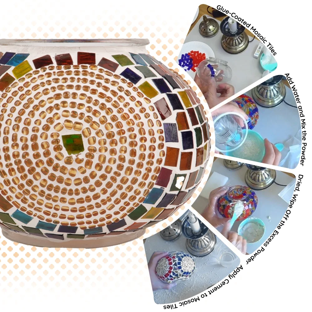 MEHOOM DIY Mosaic Lamp Kit,Yellow Turkish Crafts Kit for Adult,Moroccan Decor, Perfect Gift for Her or Him