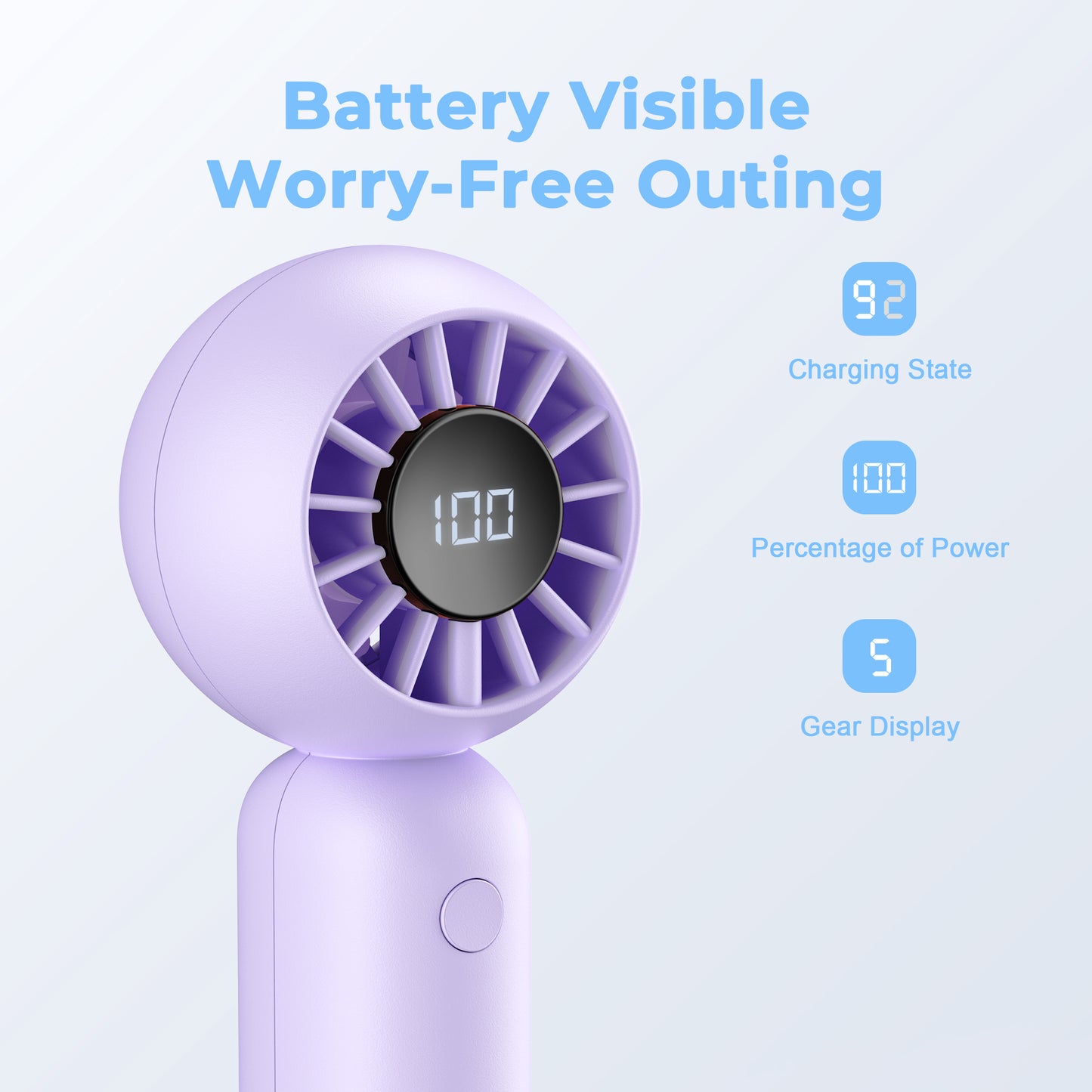 MEHOOM Mini Portable Fan, Rechargeable 4000mAh Small Personal Fan with 5 Speeds, Air Turbo Handheld Fan for outdoor indoor,Travel, Makeup, Eyelash, Kids & Women, Purple