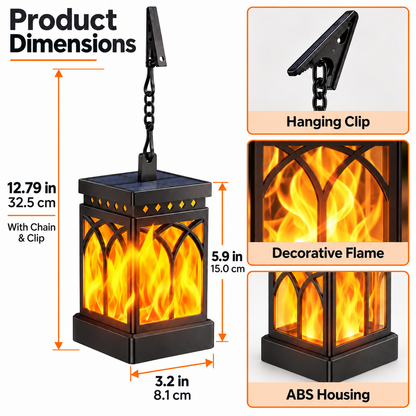 MEHOOM Solar Lanterns Outdoor Waterproof, 4-Pack Flickering Flame Hanging Solar Lights for Patio Yard Garden Decor