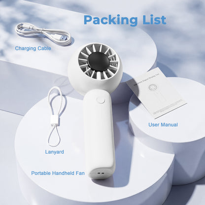 MEHOOM Portable Handheld Turbo Fan, 5-Speed Desk Fan with 4000mAh Battery, Up to 18-Hour Runtime Small Personal for Travel, Outdoor, Beach, White