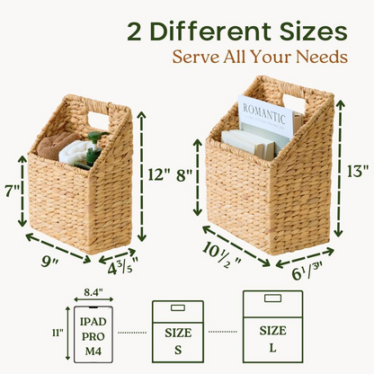 MEHOOM Wicker Storage Baskets, Hanging Wall Baskets for Organizing Files, Mail, Books, and Accessories (2 Pack)