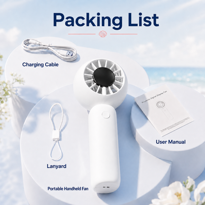 Portable Handheld Mini Fan, Rechargeable 4000mAh Small Personal Fan with 5 Speeds, Air Turbo Portable Fan for Outdoor Indoor, Travel, Makeup, Eyelash, Kids & Women, White