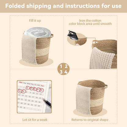 MEHOOM 100L Handmade Woven Storage & Organization,Toys Storage Baskets & Bins,Large Decorative Baskets with Handle, Blanket Basket for Living Room