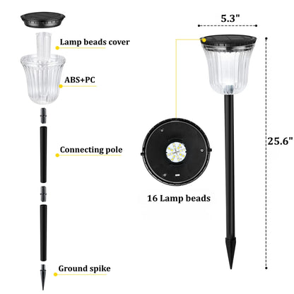 MEHOOM 200 Lumens Solar Landscape Lights Outdoor, 4 Pack Warm & White Solar Pathway Lights, 1800mAh Battery, IP65 Waterproof Garden Lights for Yard Lawn Walkway Patio