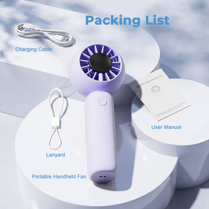 MEHOOM Mini Portable Fan, Rechargeable 4000mAh Small Personal Fan with 5 Speeds, Air Turbo Handheld Fan for outdoor indoor,Travel, Makeup, Eyelash, Kids & Women, Purple