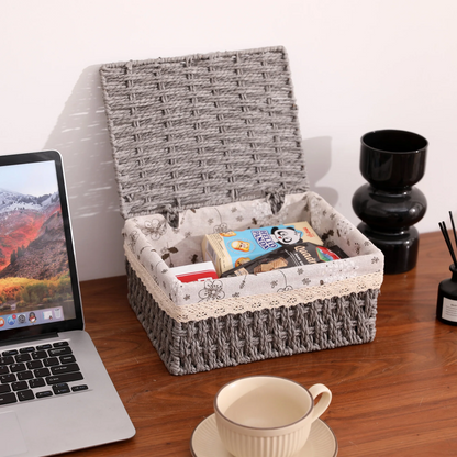XGVGI 3 Pcs Wicker Basket, Baskets for Organizing, Storage, Woven Storage Baskets for Bedroom, Closet, Table, or Living Room (Gray)