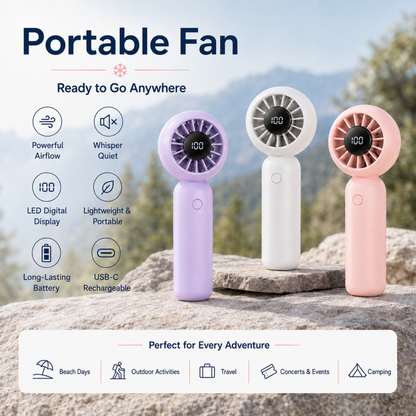 Portable Handheld Mini Fan, Rechargeable 4000mAh Small Personal Fan with 5 Speeds, Air Turbo Portable Fan for Outdoor Indoor, Travel, Makeup, Eyelash, Kids & Women, White