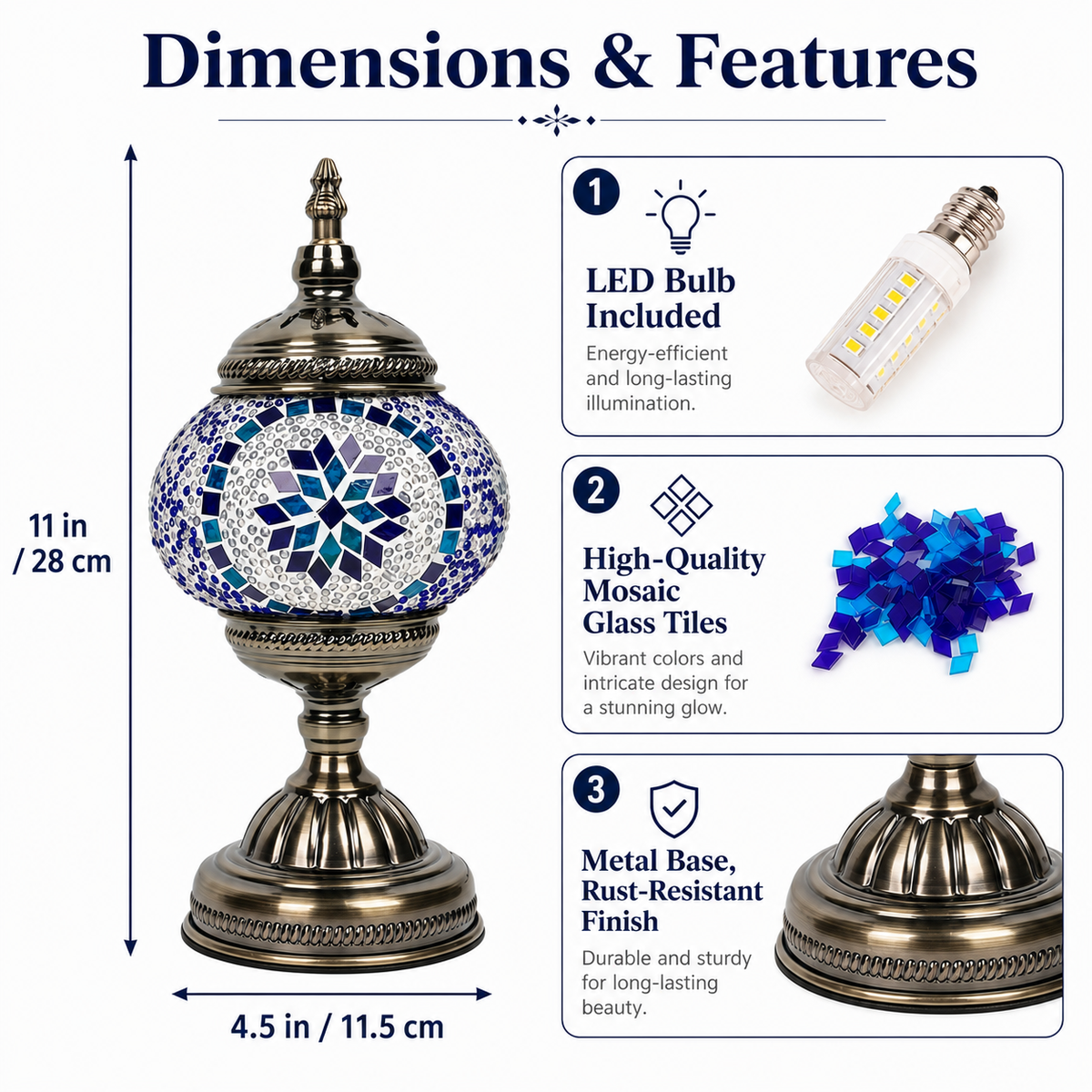 MEHOOM Classic DIY Mosaic Lamp Kit,Turkish Crafts Kit for Adult,Moroccan Decor, Perfect Gift for Her or Him