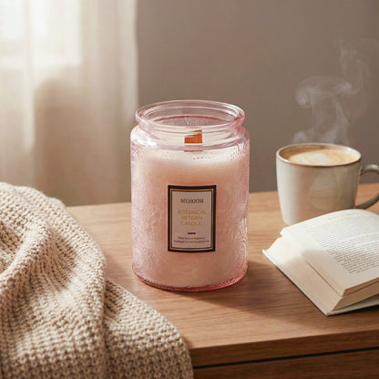MEHOOM Melon Blossom Wood Wick Scented Candle, 20oz Large Beeswax & Soy Blend, Clean Burning 100-Hour Candle, Cozy Gift for Home Decor