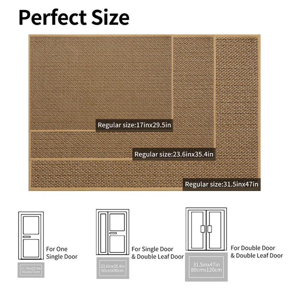 MEHOOM 32"x48" Jute Indoor Outdoor Fall Large Front Door Mat, Washable Non-Slip Welcome Mat for Bathroom, Kitchen, Entryway