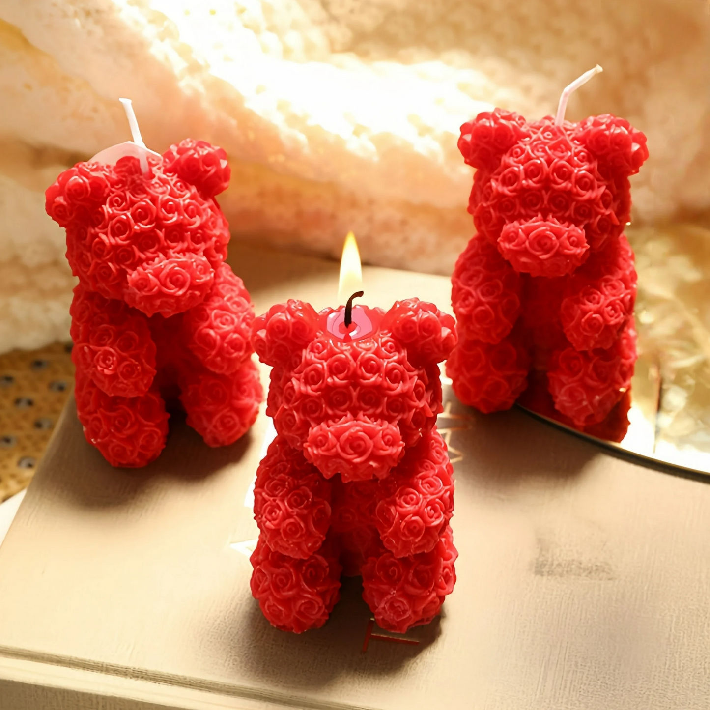 MEHOOM 3 Count Bear-Shaped Scented Candles Set – Pumpkin Spice, Velvet Rose & Coconut Milk – Home Decor & Holiday Gift Idea