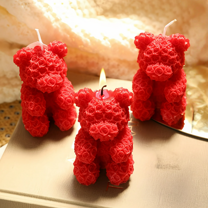 MEHOOM 3 Count Bear-Shaped Scented Candles Set – Pumpkin Spice, Velvet Rose & Coconut Milk – Home Decor & Holiday Gift Idea