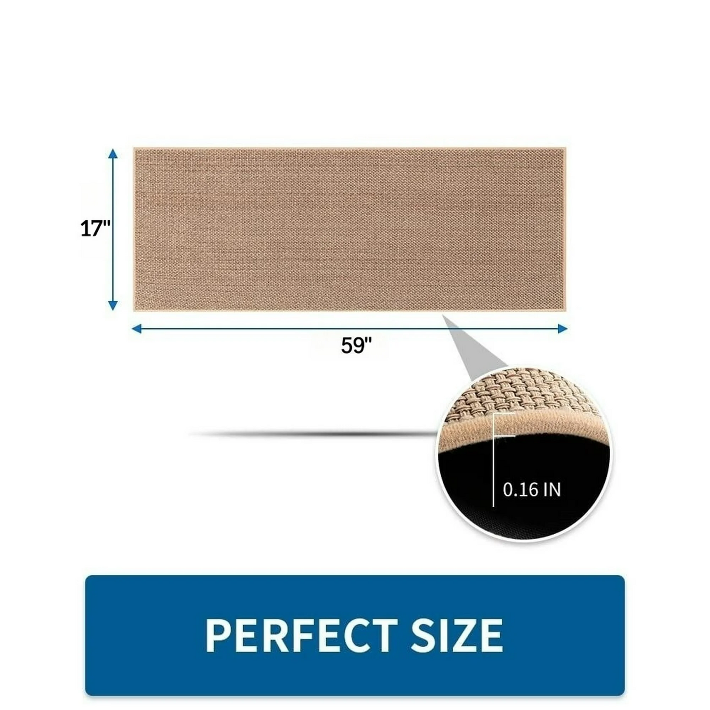 XGVGI 17"x59" Jute Runner Rug Clearance, Washable Non-Slip Rug for Hallway, Kitchen, Entryway