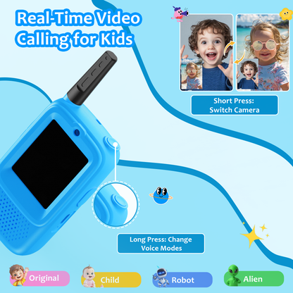 METIYEA Video Walkie Talkies for Kids, 2-Pack Rechargeable Walkie Talkies with Camera, Long Range Two-Way Radios for Boys & Girls Ages 3–12, Indoor Outdoor Play, Camping & Birthday Gift (Blue/Blue)