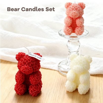 MEHOOM 3 Count Bear-Shaped Scented Candles Set – Pumpkin Spice, Velvet Rose & Coconut Milk – Home Decor & Holiday Gift Idea