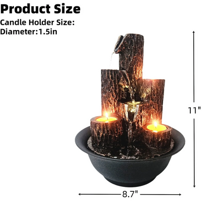 XGVGI Resin 3-Tier Tabletop Waterfall Fountain with Candle Holder, Desktop Water Fountain Indoor Home