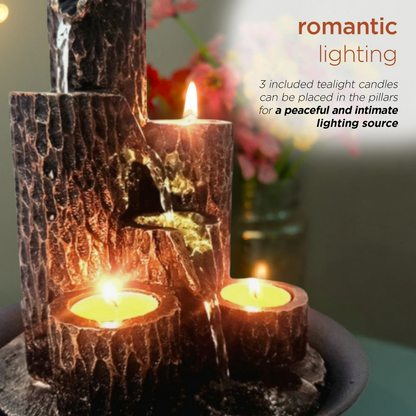 XGVGI Resin 3-Tier Tabletop Waterfall Fountain with Candle Holder, Desktop Water Fountain Indoor Home