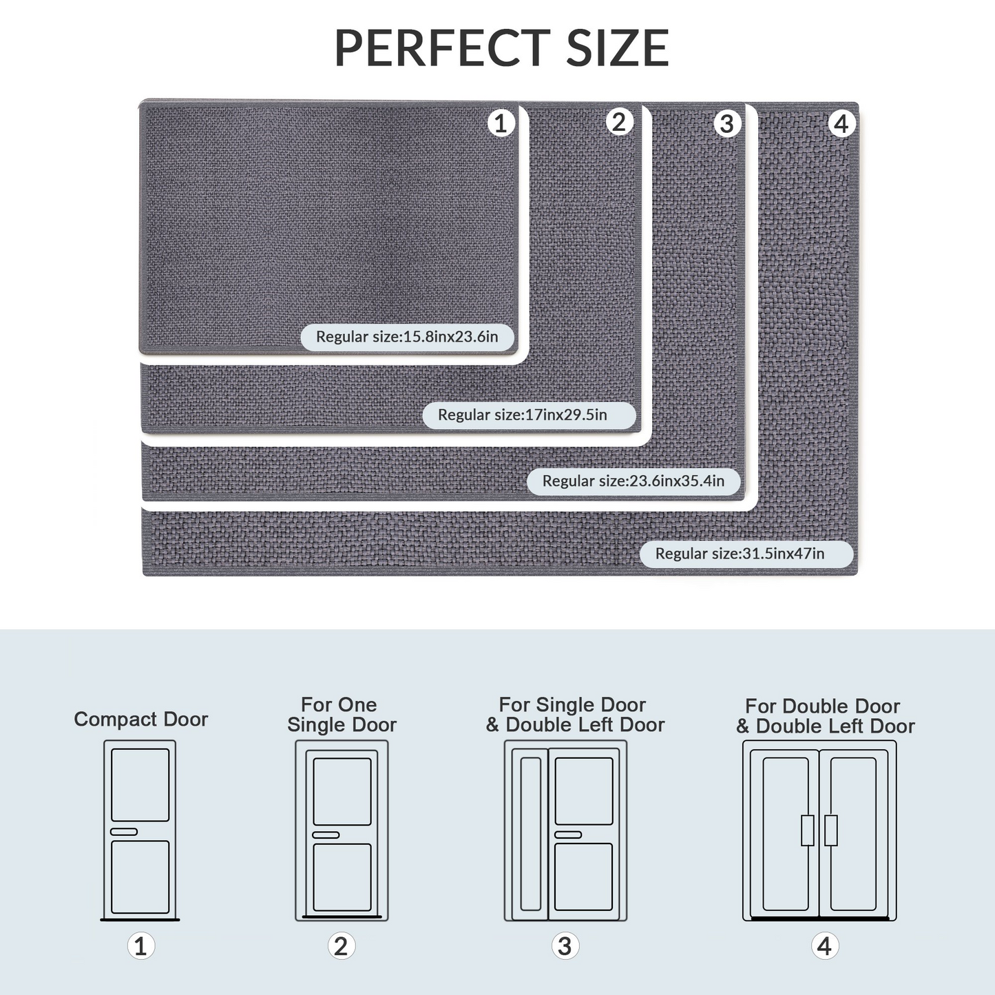 MEHOOM 18x30 Inch Front Door Mat, Indoor Outdoor Entrances, Dirt-Resistant, Low Profile, Easy Clean, Anti-Slip Doormat, Multi-Functional Welcome Mat for Garden, Balcony, Porch, Entryway