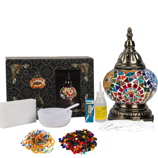 MEHOOM DIY Mosaic Lamp Kit,Colorful Turkish Crafts Kit for Adult,Moroccan Decor, Perfect Gift for Her or Him (Multicolor)