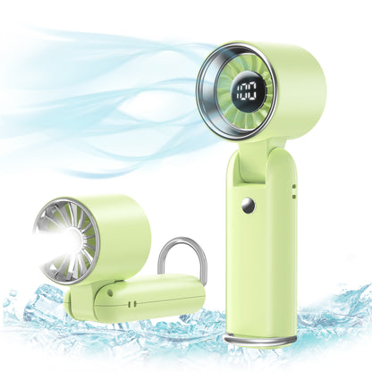 MEHOOM Portable Fan, 3 IN 1 5000mAh Rechargeable Mini Handheld Fan with 100 Speeds Air Turbo Personal Fan for Indoor Outdoor Travel (Green)