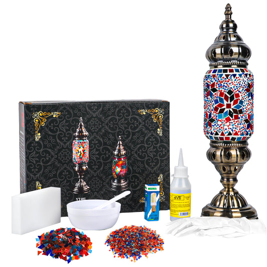 MEHOOM DIY Mosaic Lamp Kit,Turkish Crafts Kit for Adult,Moroccan Decor, Perfect Gift for Her or Him (Multicolor)
