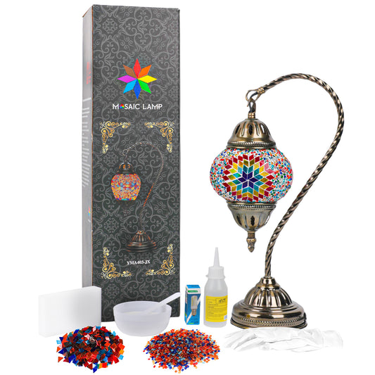 MEHOOM DIY Mosaic Gooseneck Lamp Kit,Turkish Crafts Kit for Adult,Moroccan Decor, Perfect Gift for Her or Him (Multicolor)