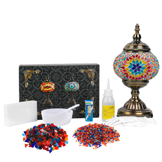 MEHOOM Classic DIY Mosaic Lamp Kit, Turkish Crafts Kit for Adult, Moroccan Decor, Perfect Gift for Her or Him (Multicolor)