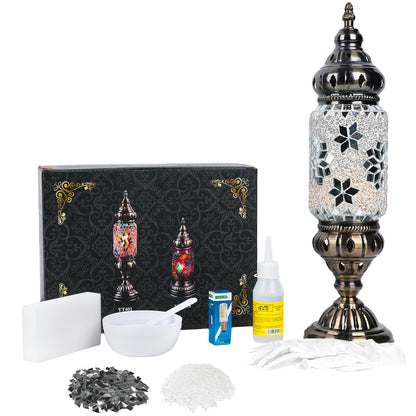 MEHOOM DIY Mosaic Lamp Kit,Turkish Crafts Kit for Adult,Moroccan Decor, Perfect Gift for Her or Him (White)