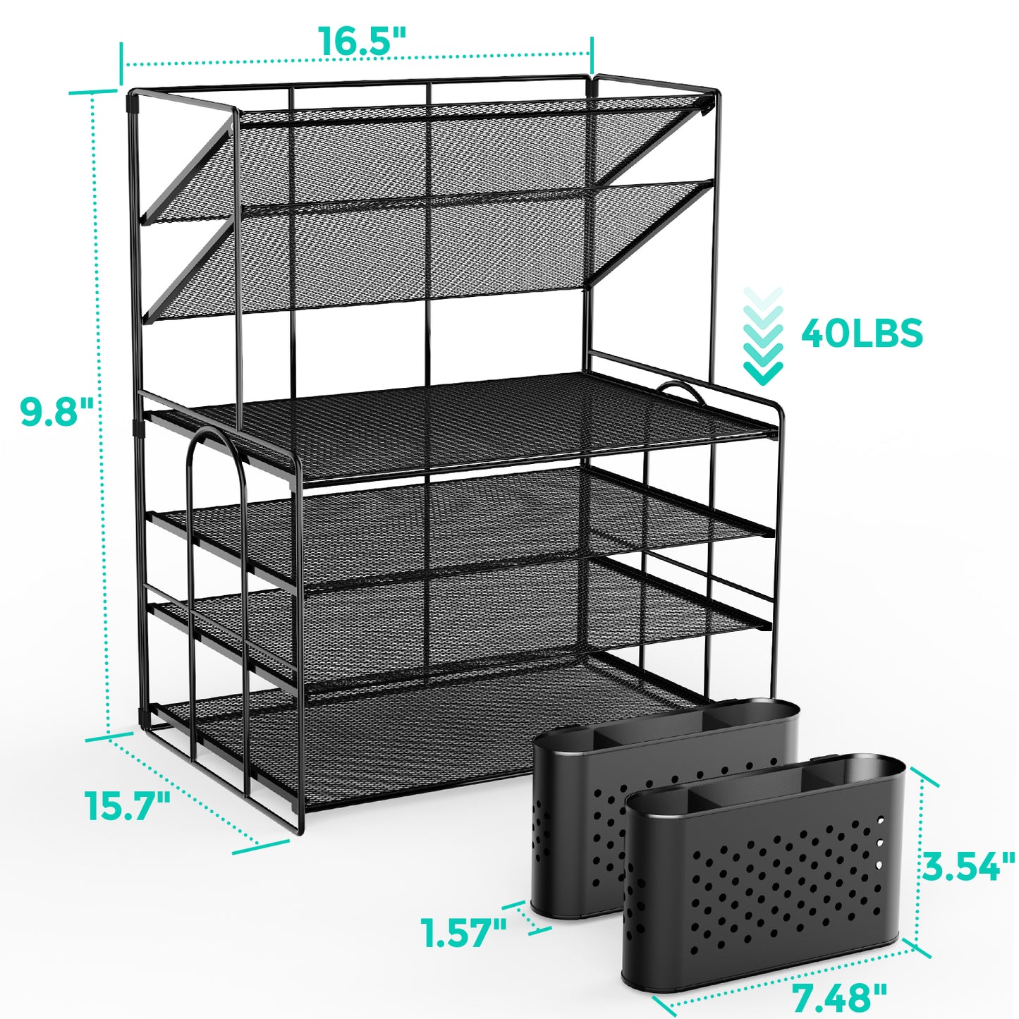 MEHOOM 6 Tier Desk File Organizer, Desk Organizer with Pen Holder and Drawer, Desk organizers and Accessories with 2 Tilted File Sorter, Paper Organizer for Office Supplies