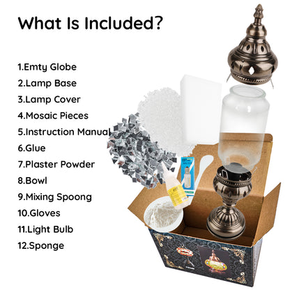 MEHOOM DIY Mosaic Lamp Kit,Turkish Crafts Kit for Adult,Moroccan Decor, Perfect Gift for Her or Him (White)