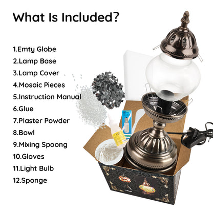 MEHOOM Classic DIY Mosaic Lamp Kit, Turkish Crafts Kit for Adult, Moroccan Decor, Perfect Gift for Her or Him (White)