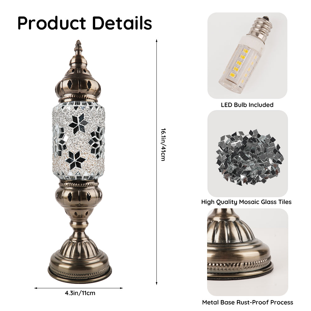 MEHOOM DIY Mosaic Lamp Kit,Turkish Crafts Kit for Adult,Moroccan Decor, Perfect Gift for Her or Him (White)