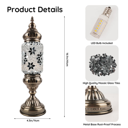 MEHOOM DIY Mosaic Lamp Kit,Turkish Crafts Kit for Adult,Moroccan Decor, Perfect Gift for Her or Him (White)