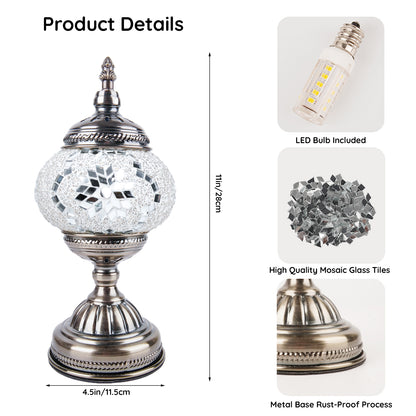 MEHOOM Classic DIY Mosaic Lamp Kit, Turkish Crafts Kit for Adult, Moroccan Decor, Perfect Gift for Her or Him (White)