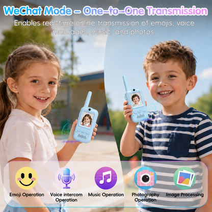 Multifunctional Video Walkie Talkies for Kids, Rechargeable Walkie Talkies with Camera & Message Storage, Long-Range Two-Way Radios for Indoor Outdoor Play, Boys & Girls Ages 3–12 (Blue/Blue)