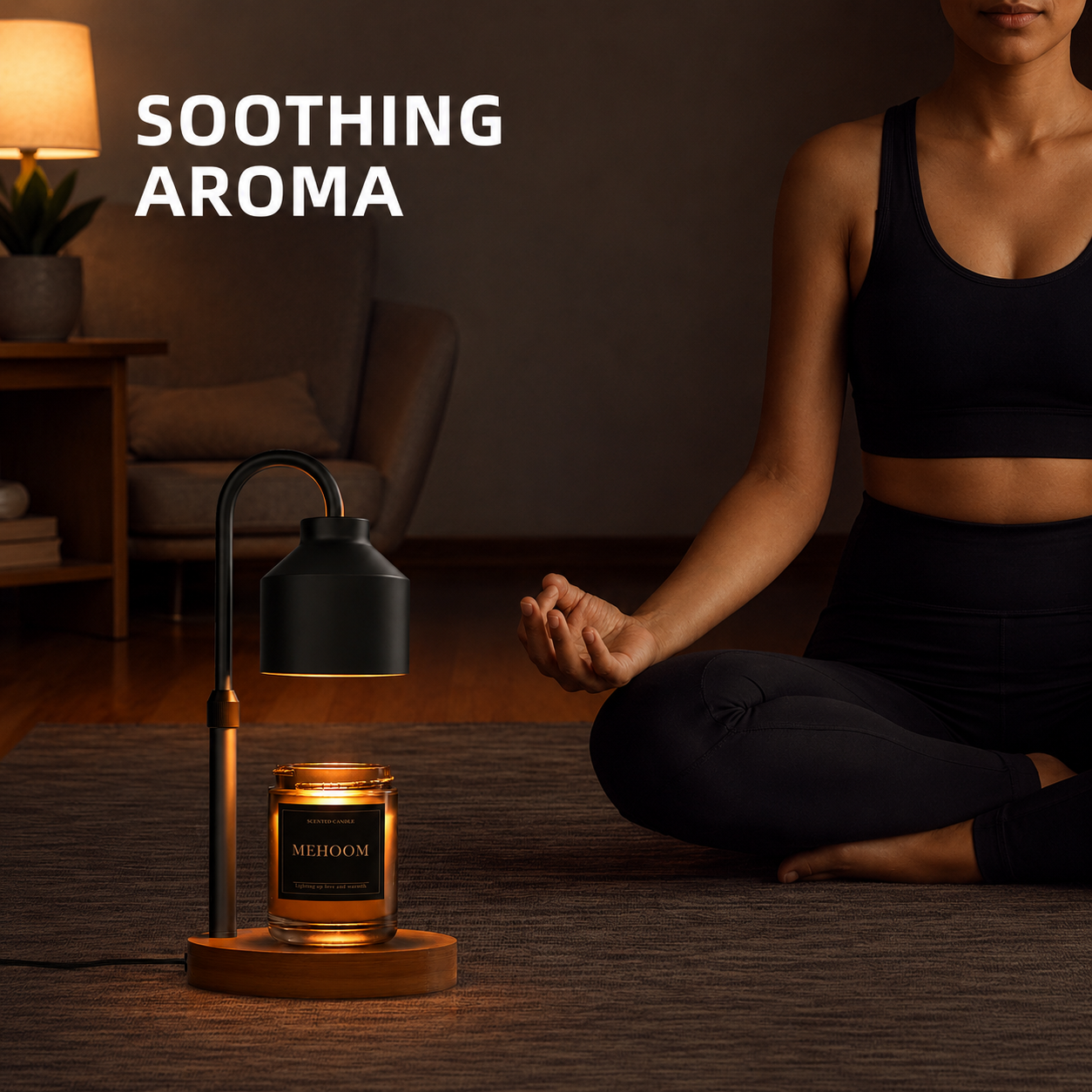 MEHOOM Black Metal Candle Warmer Lamp with Dimmer Timer, Adjustable Height Warmer for Jar Candles, with 2 Bulbs, Home Decor Gifts for Bedroom Living Room