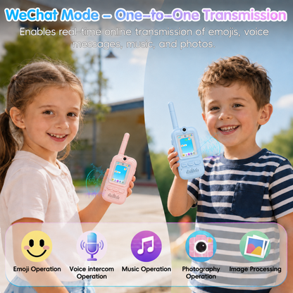 Multifunctional Video Walkie Talkies for Kids, Rechargeable Walkie Talkies with Camera & Message Storage, Long-Range Two-Way Radios for Indoor Outdoor Play, Boys & Girls Ages 3–12(Blue/Pink)