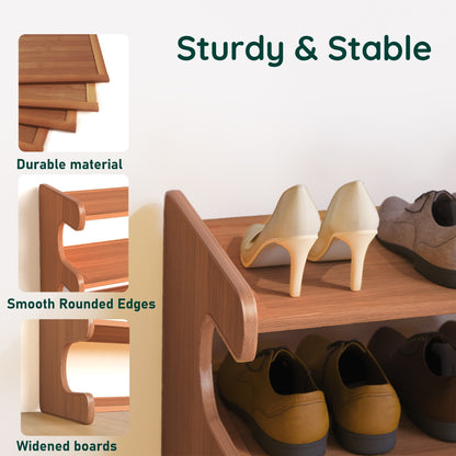MEHOOM 3 Tier Bamboo Shoe Rack Organizer for Closet, Entryway, Dorm, Garage, Sturdy Shoe Storage Shelf, 28"x11"x14" (Natural)