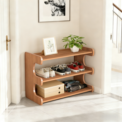 MEHOOM 3 Tier Bamboo Shoe Rack Organizer for Closet, Entryway, Dorm, Garage, Sturdy Shoe Storage Shelf, 28"x11"x14" (Natural)