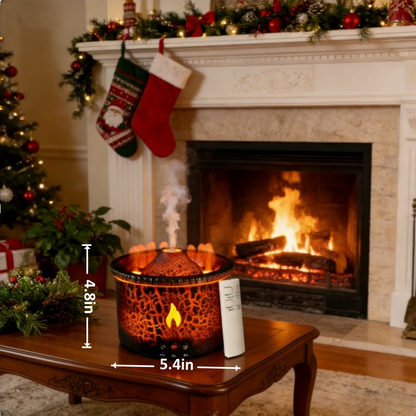 MEHOOM Volcano Flame Air Humidifier Light Ultrasonic Essential Oil Diffuser, Auto Shut-Off, Remote Control,Scented Humidifier for Home Bedroom, Black