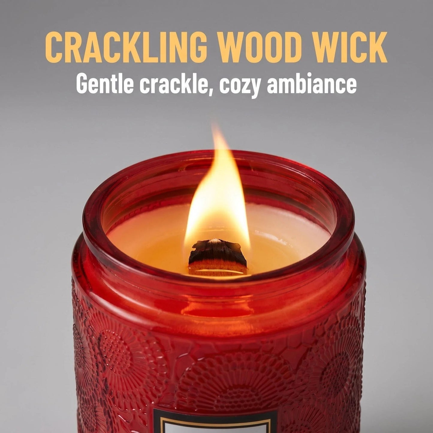 MEHOOM Sweet Apple Wood Wick Scented Candle, 20oz Large Beeswax & Soy Blend, Clean Burning 100-Hour Candle, Cozy Gift for Home Decor