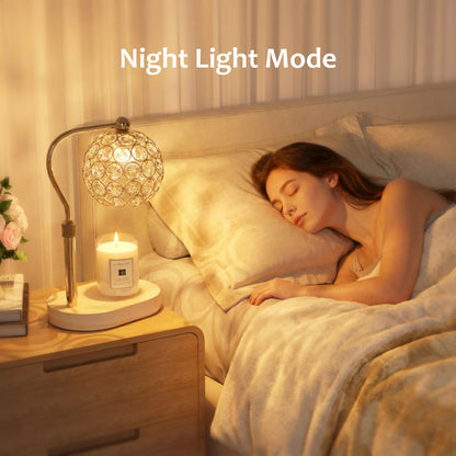 MEHOOM Crystal Candle Warmer Lamp with Dimmer Timer, Adjustable Height Warmer for Jar Candles, with 2 Bulbs, Home Decor Gifts for Bedroom Living Room