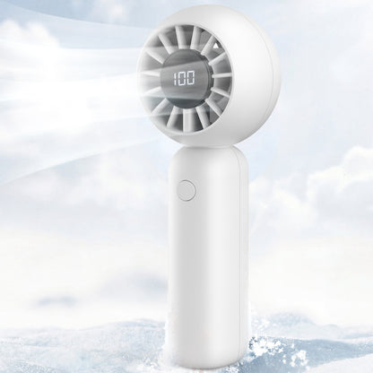 MEHOOM Portable Handheld Turbo Fan, 5-Speed Desk Fan with 4000mAh Battery, Up to 18-Hour Runtime Small Personal for Travel, Outdoor, Beach, White