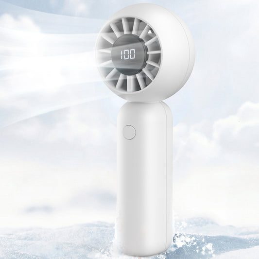 MEHOOM Portable Handheld Turbo Fan, 5-Speed Desk Fan with 4000mAh Battery, Up to 18-Hour Runtime Small Personal for Travel, Outdoor, Beach, White