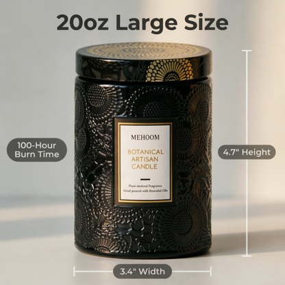 MEHOOM Men's Cologne Wood Wick Scented Candle, 20oz Large Beeswax & Soy Blend, Clean Burning 100-Hour Candle, Cozy Gift for Home Decor